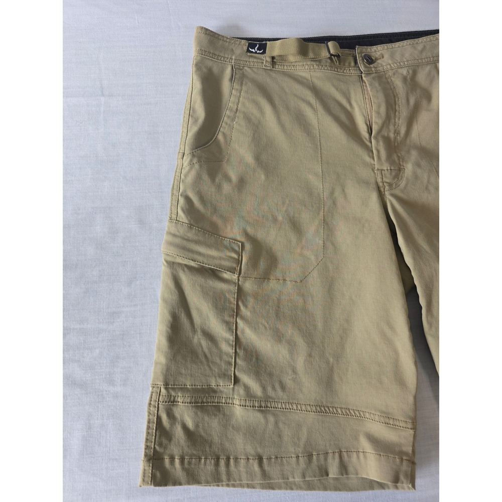 Prana Zion Cargo Shorts Stretch Nylon Belted Khaki Mens Size Medium Hiking Trail - Picture 3 of 8